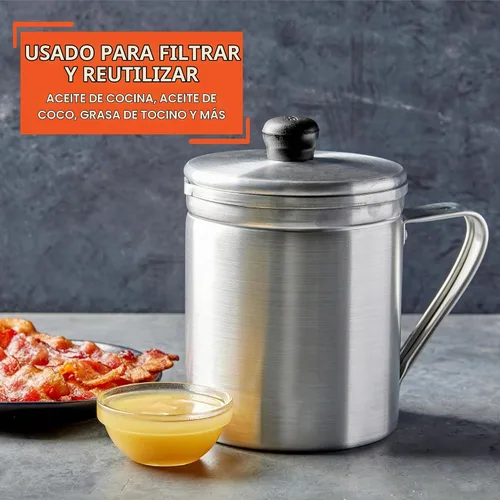 Vista 5 de IMUSA USA Dispensador de grasa de aluminio de 1.5 cuartos de galón, color plateado