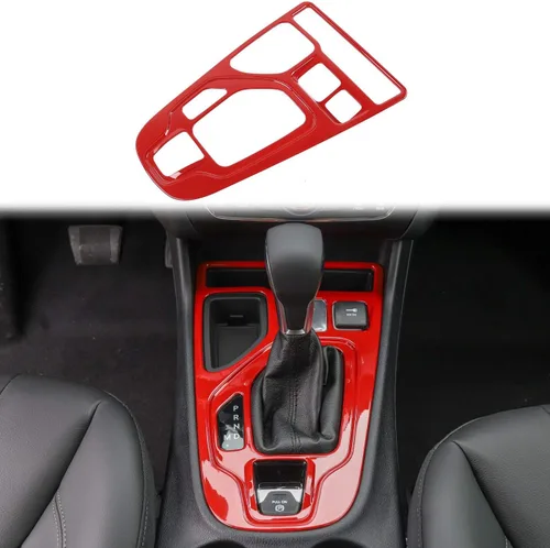 Vista 8 de JeCar Cubierta de Panel de Cambio de Marchas de Fibra de Carbono para Interior Compatible con Jeep Cherokee 2019 2020 2021 2022 Accesorios Interiores