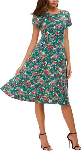 Vista 5 de Urban CoCo Vestido de manga corta, acampanado con estampado floral para mujer