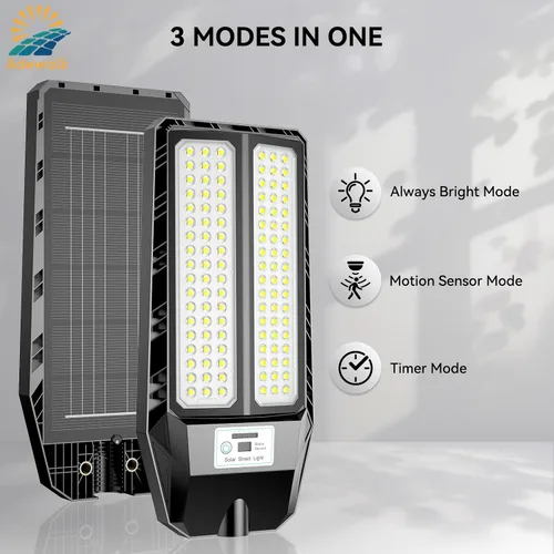 Vista 9 de Adewalk Luces solares de 5000 W para exteriores, luces solares LED de 7000 K para exteriores con sensor de movimiento y control remoto, IP66