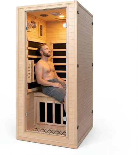 Vista 24 de Sala de sauna de infrarrojo lejano de 1350W para el hogar, sauna de madera canadiense de Hemlock de calentamiento rápido bajo EMF, luz de sauna que