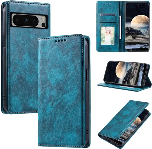 Vista 80 de Funda de cuero compatible con Google Pixel 7, compatible con Google Pixel 7 5G GVU6C GQML3 Flip Folio PU Funda de cuero negro