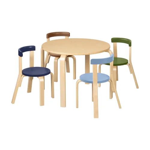 Vista 13 de ECR4Kids Juego de mesa de madera curvada y silla con respaldo curvo, muebles para niños, surtidos, 5 piezas Durable birch, GREENGUARD Gold