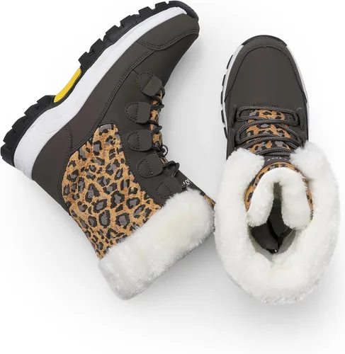 Vista 2 de COOJOY - Botas de nieve a media caña, peludas, e impermeables de mujer para el invierno