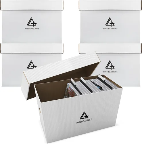 Vista 13 de Caja de almacenamiento de cómics cortos premium (paquete de 3 - blanco). Caja/gabinete de cartón grueso para cómics. Contenedor de libros de cómics