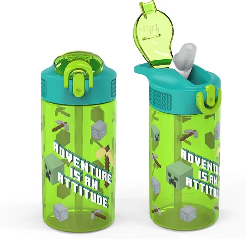 Vista 22 de Zak Designs Teenage Mutant Ninja Turtles - Botella de agua para niños para la escuela o viajes, paquete de 2 botellas de agua de plástico duradero
