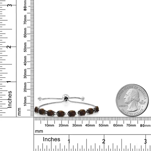 Vista 194 de Gem Stone King Pulsera de plata de ley 925 con piedra natal ovalada de 0.276 x 0.197 in para mujer, totalmente ajustable hasta 9 pulgadas