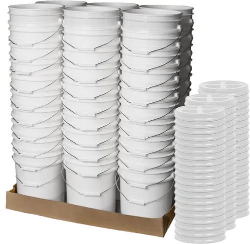 Vista 52 de ePackageSupply - Cubo de 5 galones, grado alimenticio, sin BPA, color negro y negro, 1 unidad Negro/Negro