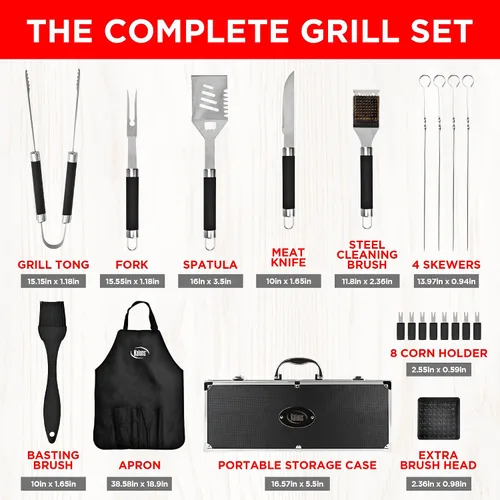 Vista 2 de Kaluns Accesorios para Barbacoa, Regalos para Papá para Navidad, Regalos para Barbacoa, Juego de Herramientas para Barbacoa de Acero Inoxidable