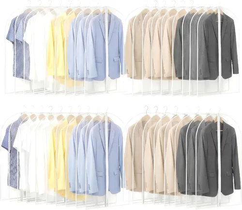 Vista 8 de Amylove 10 bolsas de traje de 24 x 40 pulgadas a granel para viajes y almacenamiento en el armario, bolsas de ropa para colgar ropa con cremallera