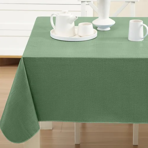 Vista 10 de Newbridge Basketweave - Mantel con parte trasera de franela de vinilo de color sólido, aspecto texturizado de tejido de cesta, mantel impermeable
