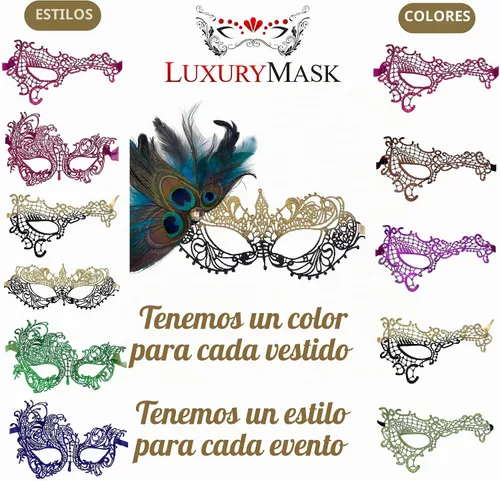 Vista 4 de Masquerade Mask For Women Lace Masquerade Mask for Masquerade Party, Proms, Venetian Party, Mardi Gras, Halloween & Cosplay Ana Bg Pluma de Pavo Real