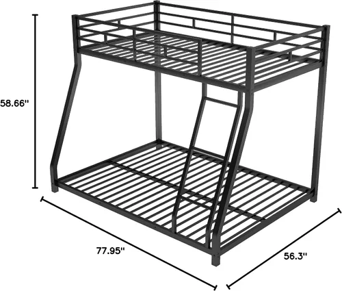 Vista 9 de EMKK Litera de metal con marco de metal y escalera para niños, adolescentes y adultos, diseño que ahorra espacio, color negro