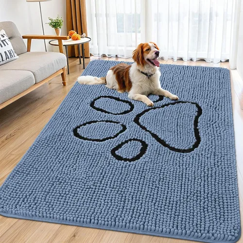 Vista 75 de Smiry Tapete para puerta de perro para patas fangosas, absorbente y Gris y negro