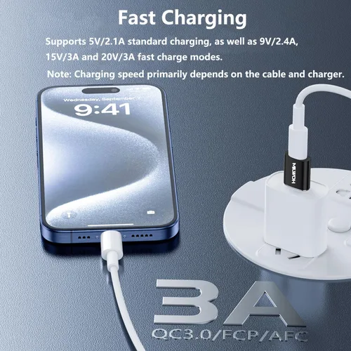 Vista 2 de Paquete de 2 adaptadores USB a USB C, transferencia de datos de carga rápida de 5 Gbps, convertidor de cable tipo C hembra a USB A macho