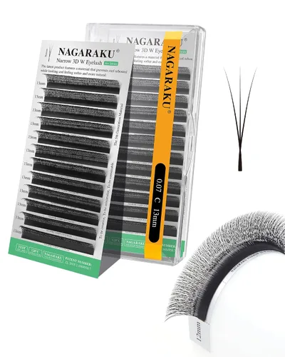 Vista 285 de NAGARAKU Extensiones de pestañas prefabricadas en abanico 3D W 0.05 C 0.315 0.05-C 3D W