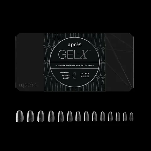 Vista 12 de Apres Gel-X® Caja redonda de puntas de uñas 280 puntas, puntas de gel suave, 14 tamaños 00-9 Medio tamaño incluido (redondo natural mediano)