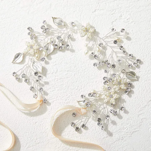 Vista 6 de SWEETV 2 diademas de boda plateadas para niñas, accesorios para el cabello de cristal de princesa para fiesta de cumpleaños, primera comunión