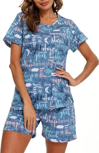 Vista 28 de ENJOYNIGHT - Conjunto de pantalones cortos de pijama para mujer, pijamas de algodón para verano, ropa de dormir con bolsillos Negro