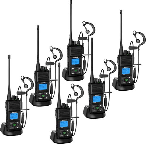 Vista 9 de SAMCOM Walkie Talkies Radios recargables de dos vías de largo alcance con auriculares, radios de 2 vías SAMCOM UHF transceptor portátil Walky Talky