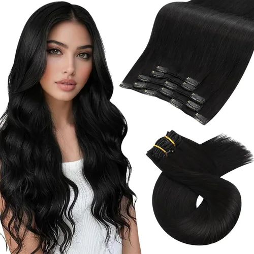 Vista 89 de Moresoo Extensiones de cabello humano con clip, balayage, color marrón oscuro a marrón dorado con clip, extensiones de cabello humano con clip, 5