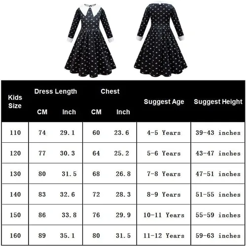 Vista 6 de Black Costume for Girls Halloween Dress Up with Wig and Socks