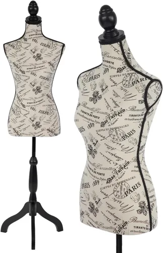 Vista 18 de Maniquí femenino con forma de vestido, torso de modelo de ropa, cuerpo de maniquí para exhibición, soporte de trípode ajustable de 53-67 pulgadas