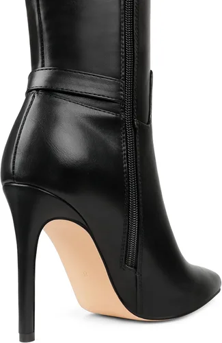 Vista 6 de COLETER Botas altas hasta la rodilla para mujer, con punta puntiaguda, hebilla de aguja, botas de vestir con cremallera