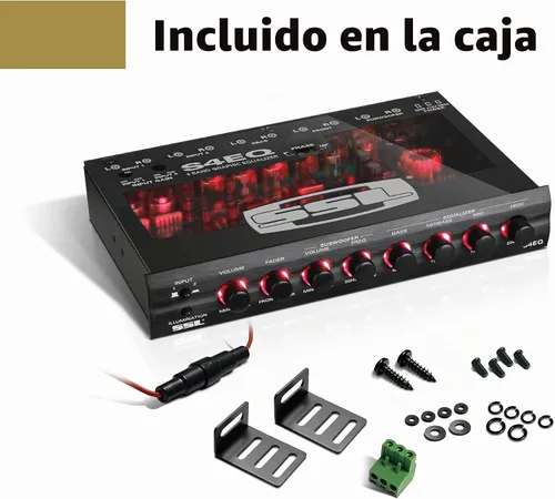 Vista 5 de Sound Storm Laboratories Ecualizador de 4 bandas, gráfico, con bocina con graves mejorados., Negro