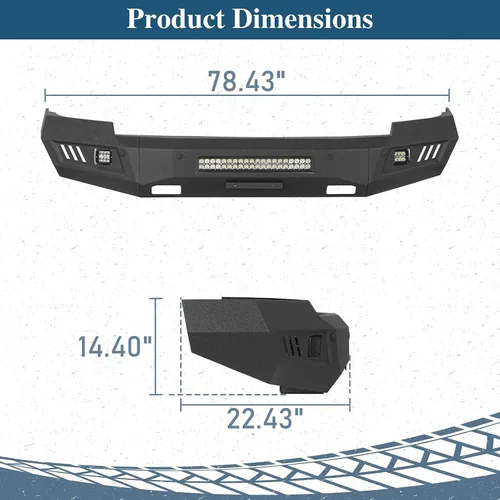 Vista 5 de Hooke Road Silverado - Kit de parachoques delantero y trasero con orificios de montaje para sensor y luces LED para camionetas Chevy Silverado 1500