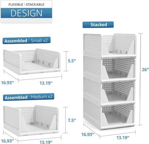 Vista 6 de Sorbus Organizador de estantes – Organizador de estante de armario para ropa, armario, baño, cocina, garaje – Cestas organizadoras de estantes