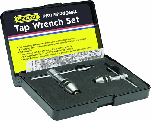 Vista 2 de General Tools Llaves de rosca reversibles profesionales #165 - Juego de 2 con soporte de trinquete y tabla de referencia para roscas de 0 a 1/2