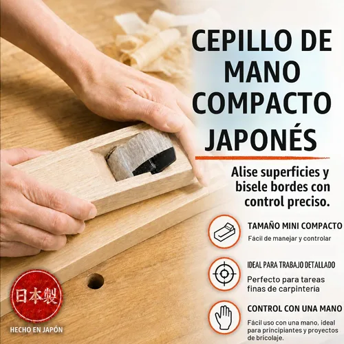 Vista 2 de KAKURI KANNA - Plano de mano japonés de 1.654 in para carpintería, mini cepilladora de mano para biselado y alisado de madera, 5.9 x 2.1 x 1.6