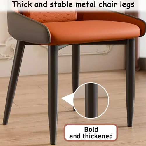 Vista 7 de YVYKFZD Juego de sillas de comedor de cuero, sillas de comedor con patas de metal, sillas de cocina tapizadas, silla minimalista sin brazos