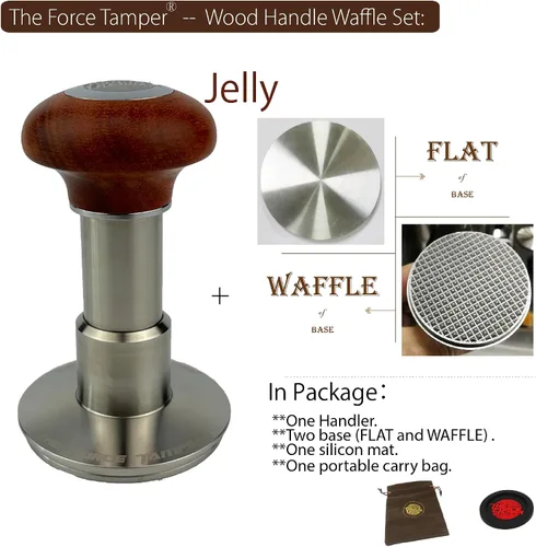 Vista 3 de The Force Tamper – Tamper de café de impacto automático – presión de contorno ajustable y juego de gofres de autolelación