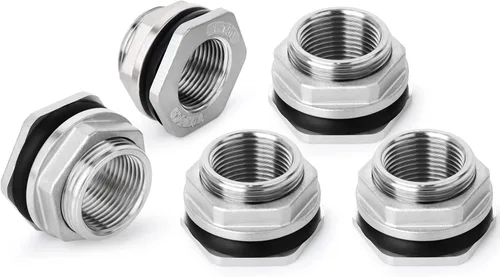 Vista 15 de TAISHER Adaptador de conector de tanque de mamparo de 1 pulgada de ABS blanco con tapones y junta para tanque de agua, barriles de lluvia, acuarios