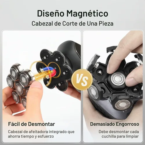 Vista 3 de 7 cuchillas flotantes de cabezal de afeitado de repuesto, cabezales de cuchilla de afeitadora lavables de repuesto para afeitadora de cabeza