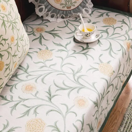 Vista 3 de patdrea Funda de sofá de diseño, fundas de terciopelo verde floral para banco de cama seccional, fundas de banco de cama de lujo, funda