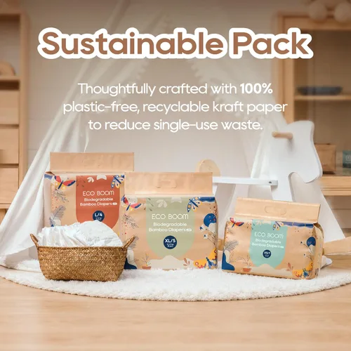 Vista 3 de ECO BOOM Joy - Pañales de viscosa de bambú para bebé, talla 1