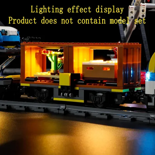 Vista 8 de GEAMENT Kit de luces LED compatible con Lego Freight Train - Juego de iluminación para modelo de construcción City 60336