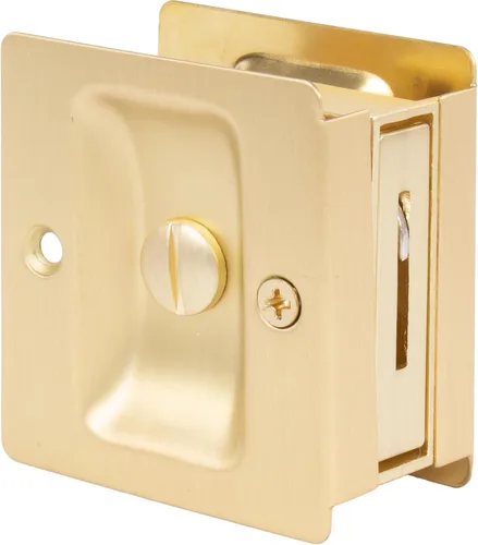 Vista 14 de Stone Harbor Hardware Cerradura de puerta de bolsillo cuadrado premium, función de privacidad, latón antiguo
