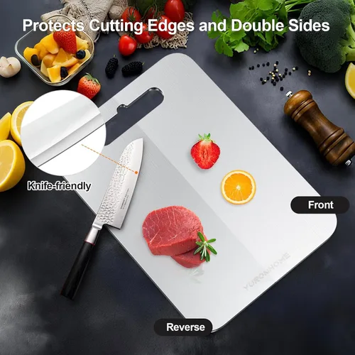 Vista 2 de Titanium Cutting Boards,Cutting Boards for Kitchen, Double-Sided Food-Grade, No toxic, New Upgrade, Hygiene Durable, Dishwasher Safe Chopping Board