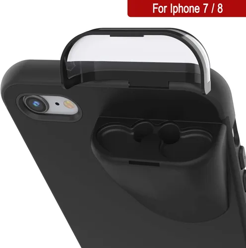 Vista 2 de Punkcase Funda de carga para iPhone 7 Airpod Funda delgada y duradera 2 en 1 diseñada para iPhone 8/7 (4.7 pulgadas) Protege tu teléfono + Negro