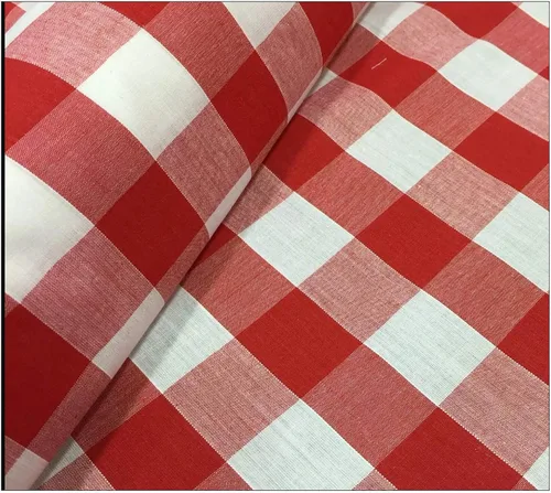Vista 4 de Tela a cuadros de 5 yardas de 60 pulgadas de ancho, tela a cuadros de búfalo a cuadros, 100% poliéster, tela a cuadros blancos y rojos, perfecta