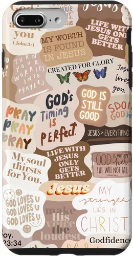Vista 12 de Funda estética para iPhone 17 con frases positivas con versículos bíblicos cristianos