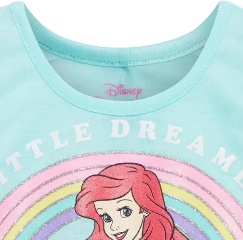 Vista 4 de Disney Moana Princess Frozen Ariel Minnie Mouse - Camiseta sin mangas y pantalones cortos de rizo francés para bebés a niños pequeños