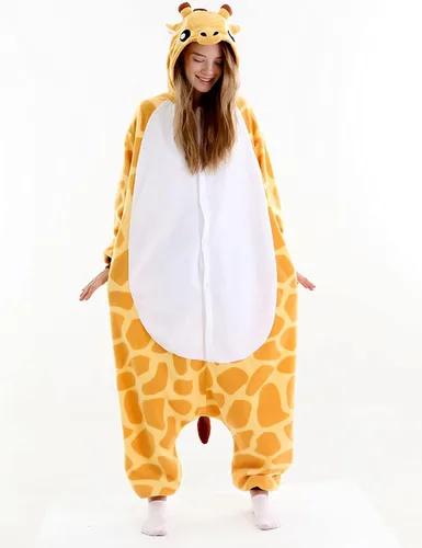 Vista 3 de vavalad Pijama de jirafa para adultos, disfraz de Halloween para mujeres y hombres