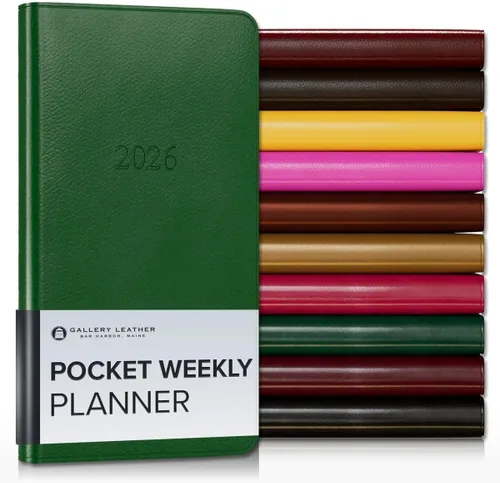Vista 86 de Gallery Leather Planificador Semanal y Mensual Grande 2025-2026, Calendario Planificador y Cuaderno Elegantemente Encuadernado con Elegantes Bordes