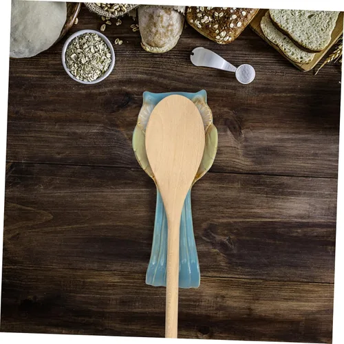 Vista 9 de Yardwe Soporte para cucharas de búho, herramientas de decoración, utensilios de servir para bufé, cucharas de sopa, plato de cerámica para reposo