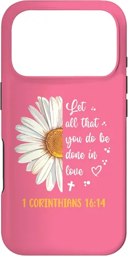 Vista 30 de Linda Daisy 1 Corinthians 16:14 Love Bible Verse for Women Case for iPhone 17